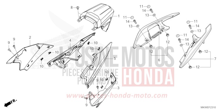 MOULURE DE SIEGE de NC750X "Méca" MAT PEARL GLARE WHITE (NHB54) 2025